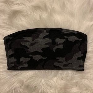 hollister black camo bandeau tube top
